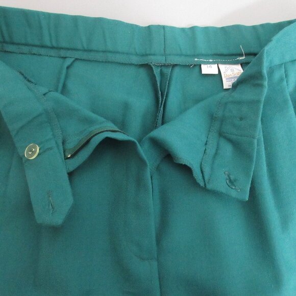 VTG Dan Scott Womens 14 Green 100% Wool Pleated Front Slack Straight Leg Pants - Picture 5 of 7